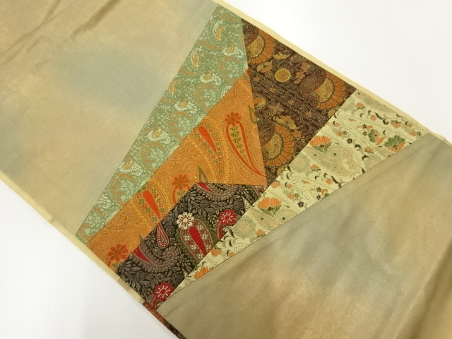 リサイクル　切り嵌めペイズリー模様織出し名古屋帯